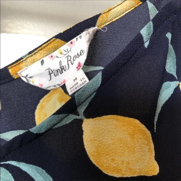 Pink Rose Adorable Lemons Flowy Swing Tank Top w/Adjustable Straps M - Picture 5 of 15